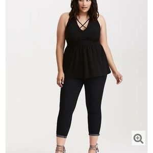 Criss Cross Black Babydoll Tank Top